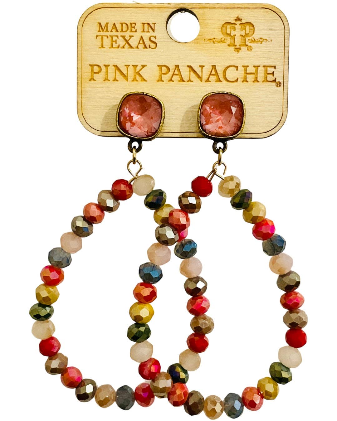 Faceted bead teardrop earring with Austrian crystal - LC: Multi-Color E280BMI14 PP