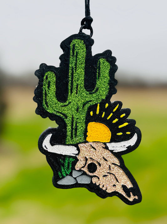 Cactus & Skull Western Scene: Strawberry Leather