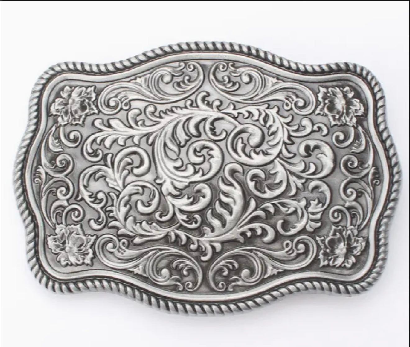 Rectangle Flora Etched Buckle Simple