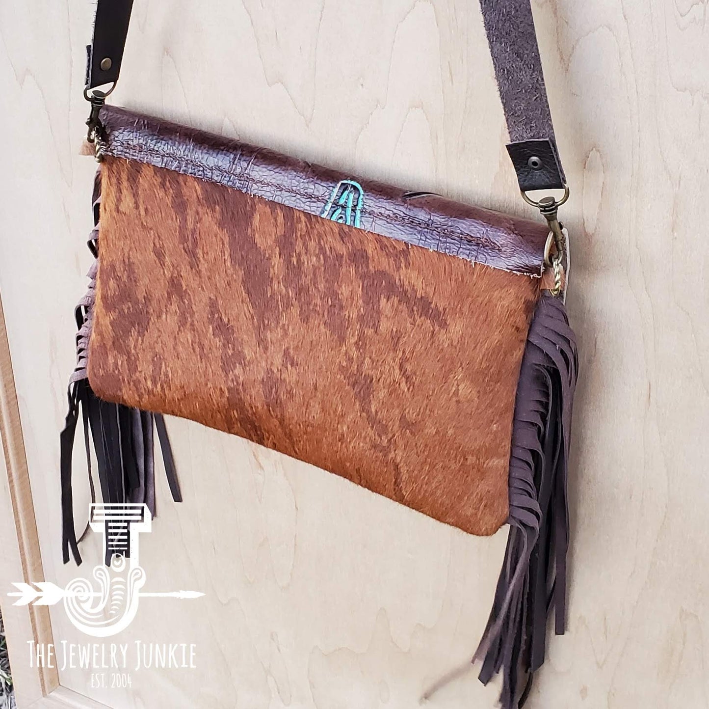 Hair with Leather Flap Handbag Crossbody