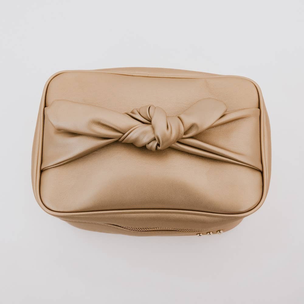 Holiday Gold Madelyn Bow Makeup Bag pretty simple
