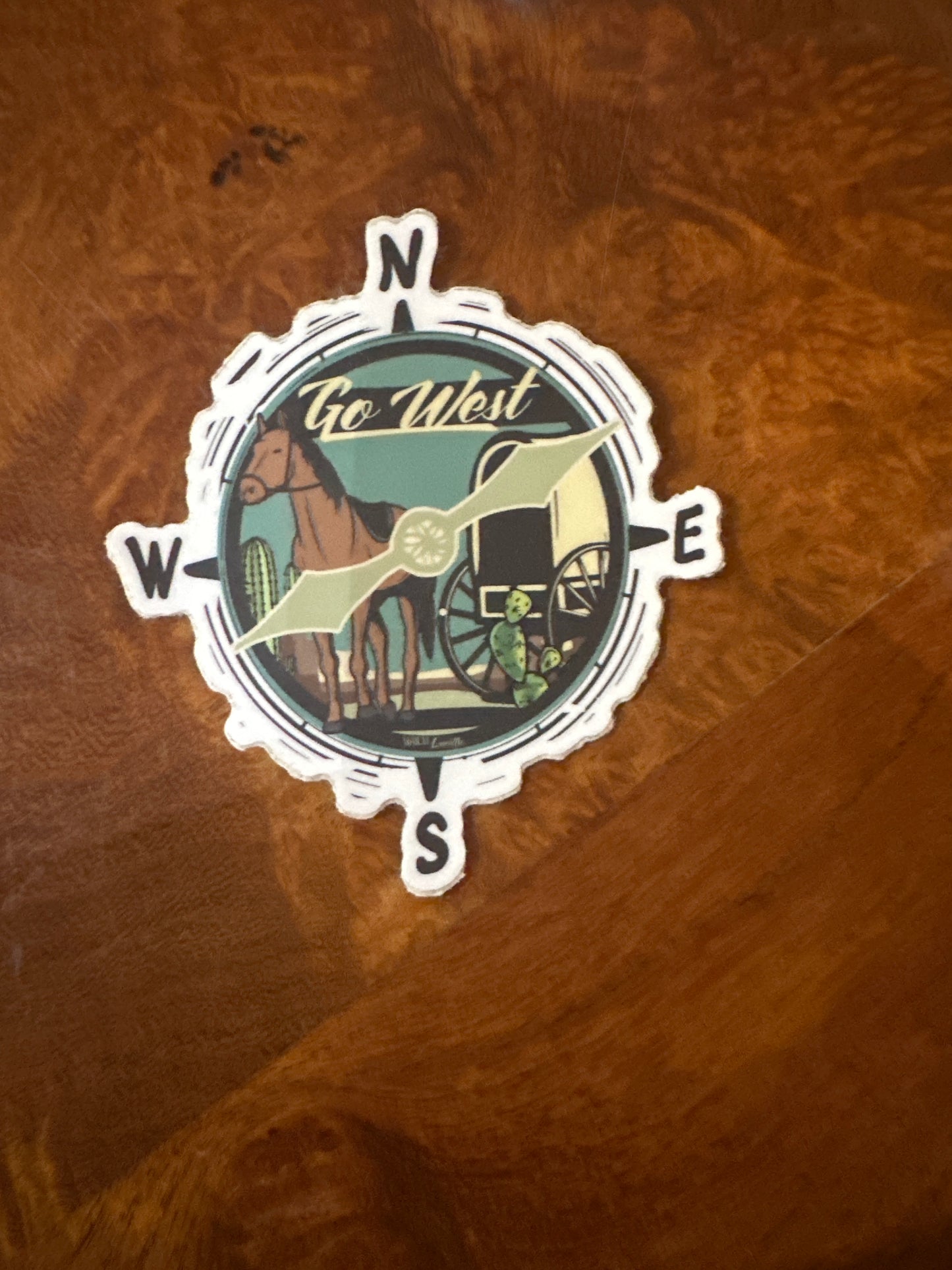 Compass Go West Sticker