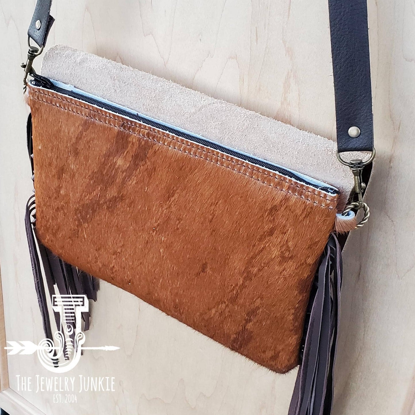Hair with Leather Flap Handbag Crossbody