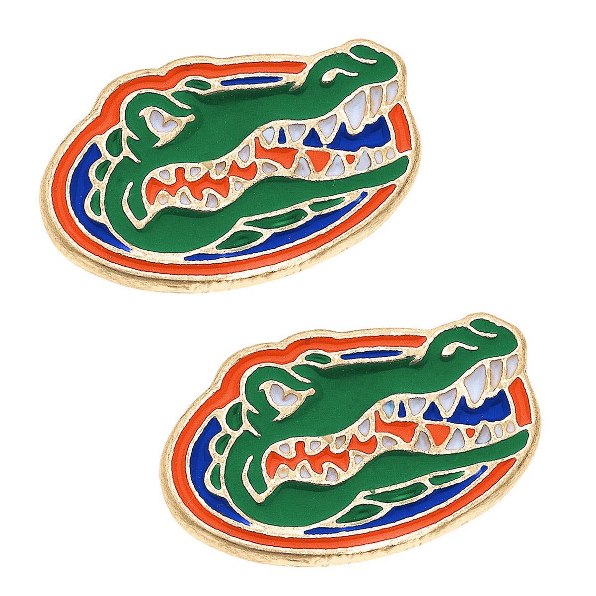 Florida Gators Enamel Logo Stud Earrings in Shiny Gold canvas