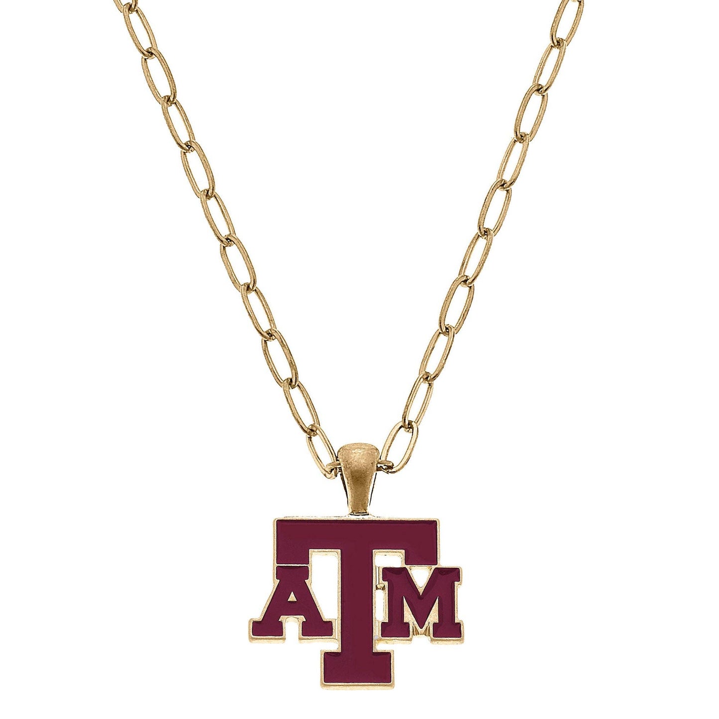 Texas A&M Aggies Enamel Pendant Necklace in Maroon Canvas