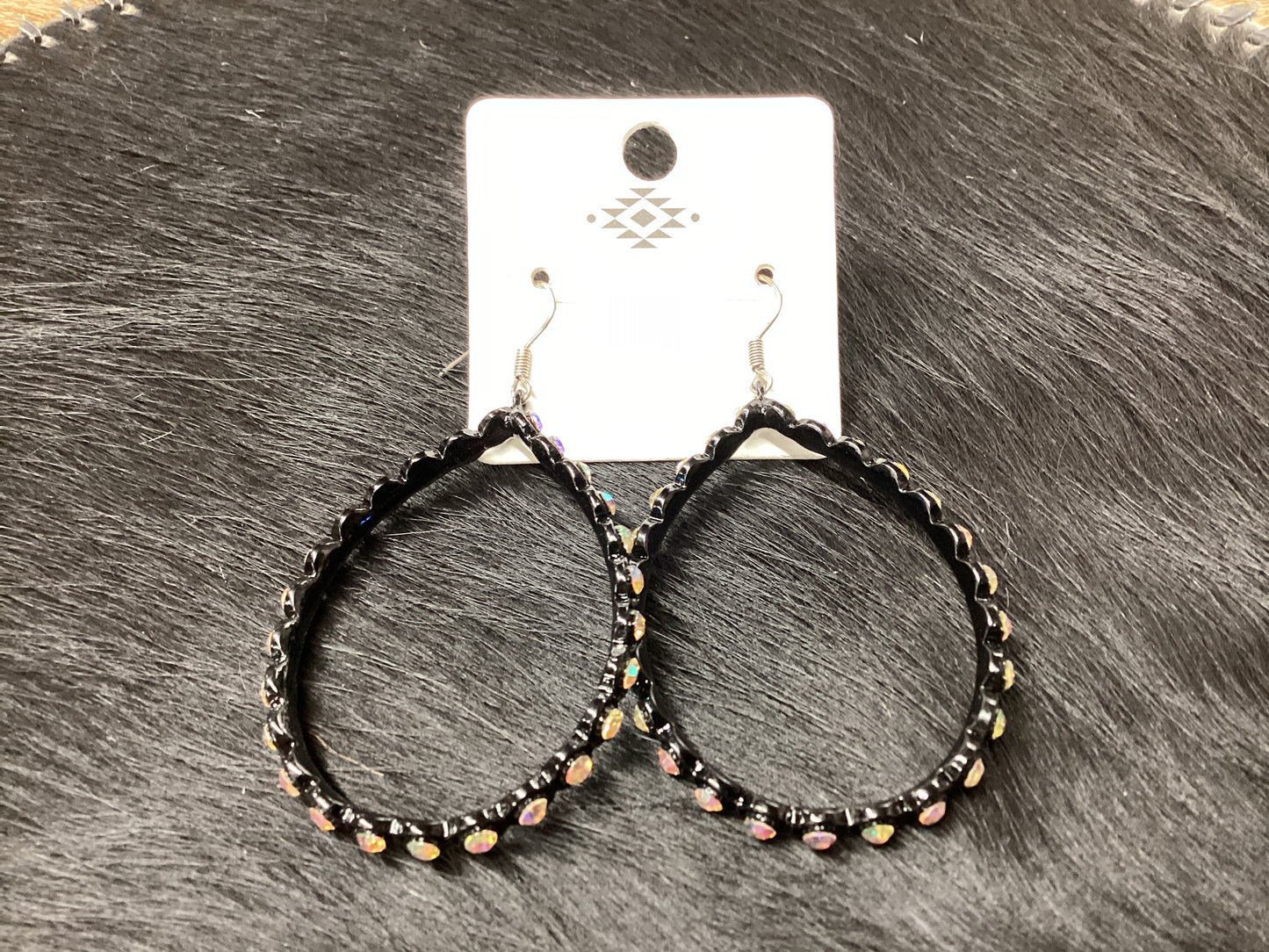 Rhinestone Teardrop black Bling earrings