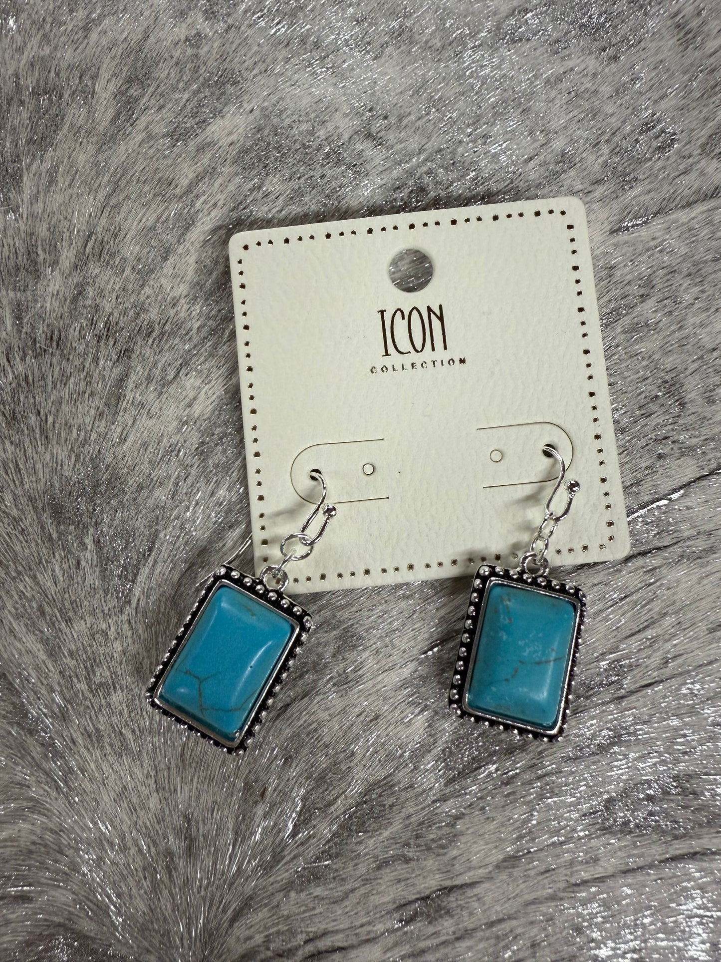 Turquoise Rectangle Dangle Earrings