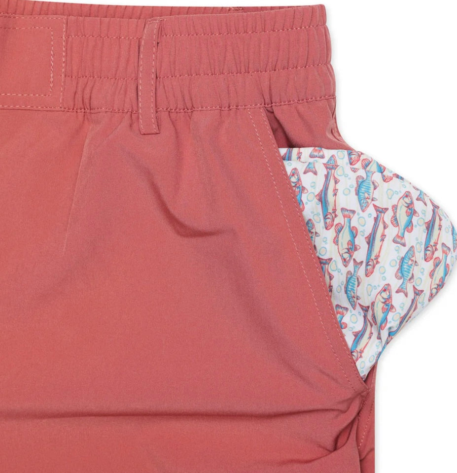 Red Clay Everyday Shorts with Fish Pocket Burlebo Original 7”