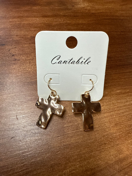 Hammered Cross Earrings