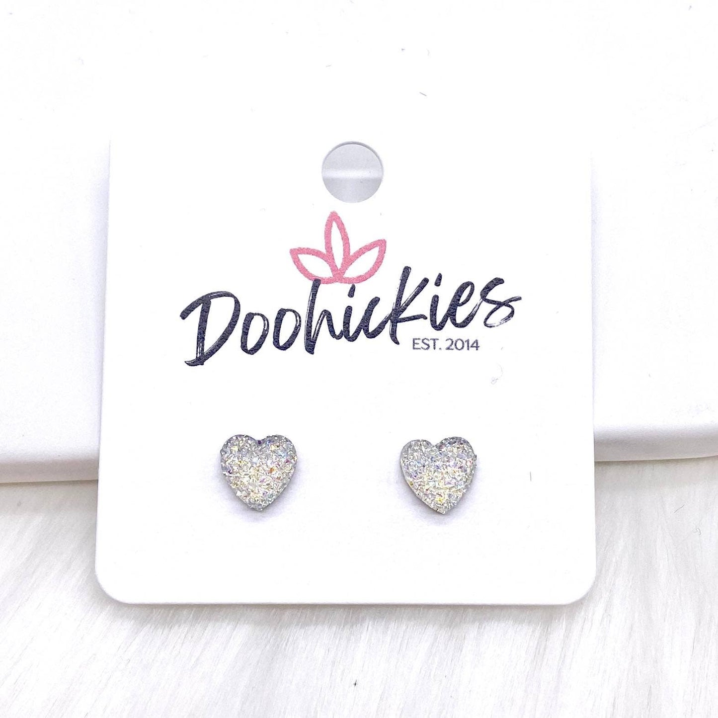 Valentine Sparkle Hearts -Earrings: Purple 8mm Doohickie