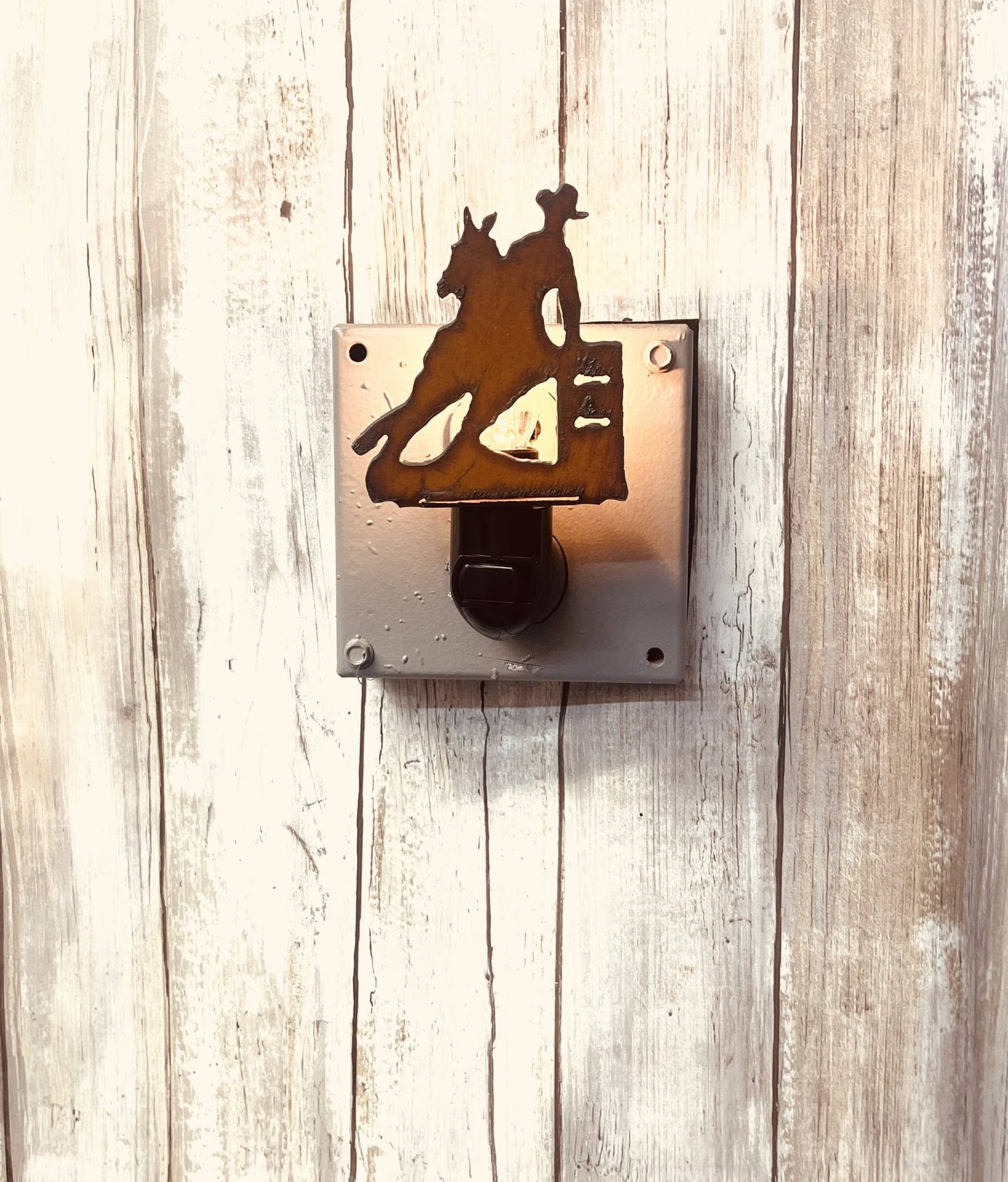 Barrel Racer Image Night light Rodeo Rustic Metal Design Ironwork