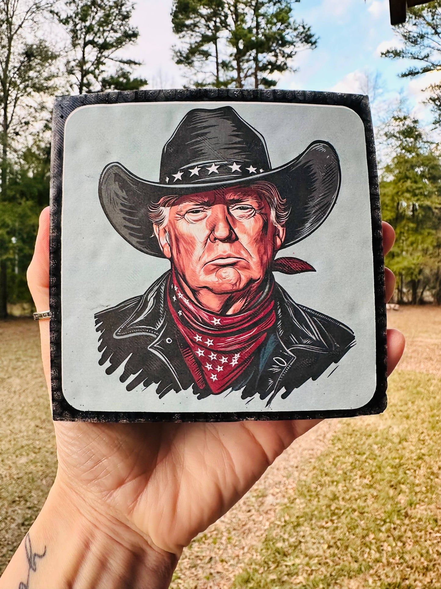 Western Trump Car Freshie : Leather