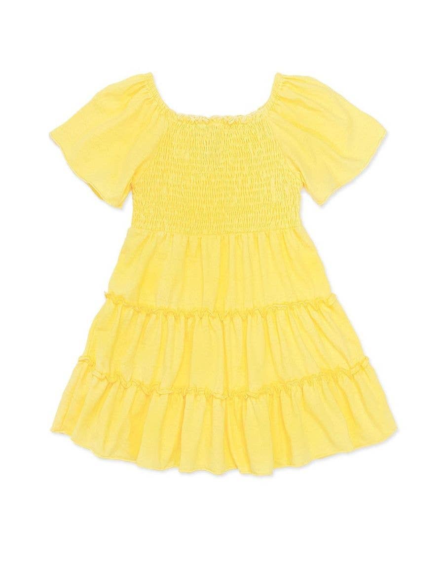Girl's Smocked Top Dress : Yellow Cutie Patootie
