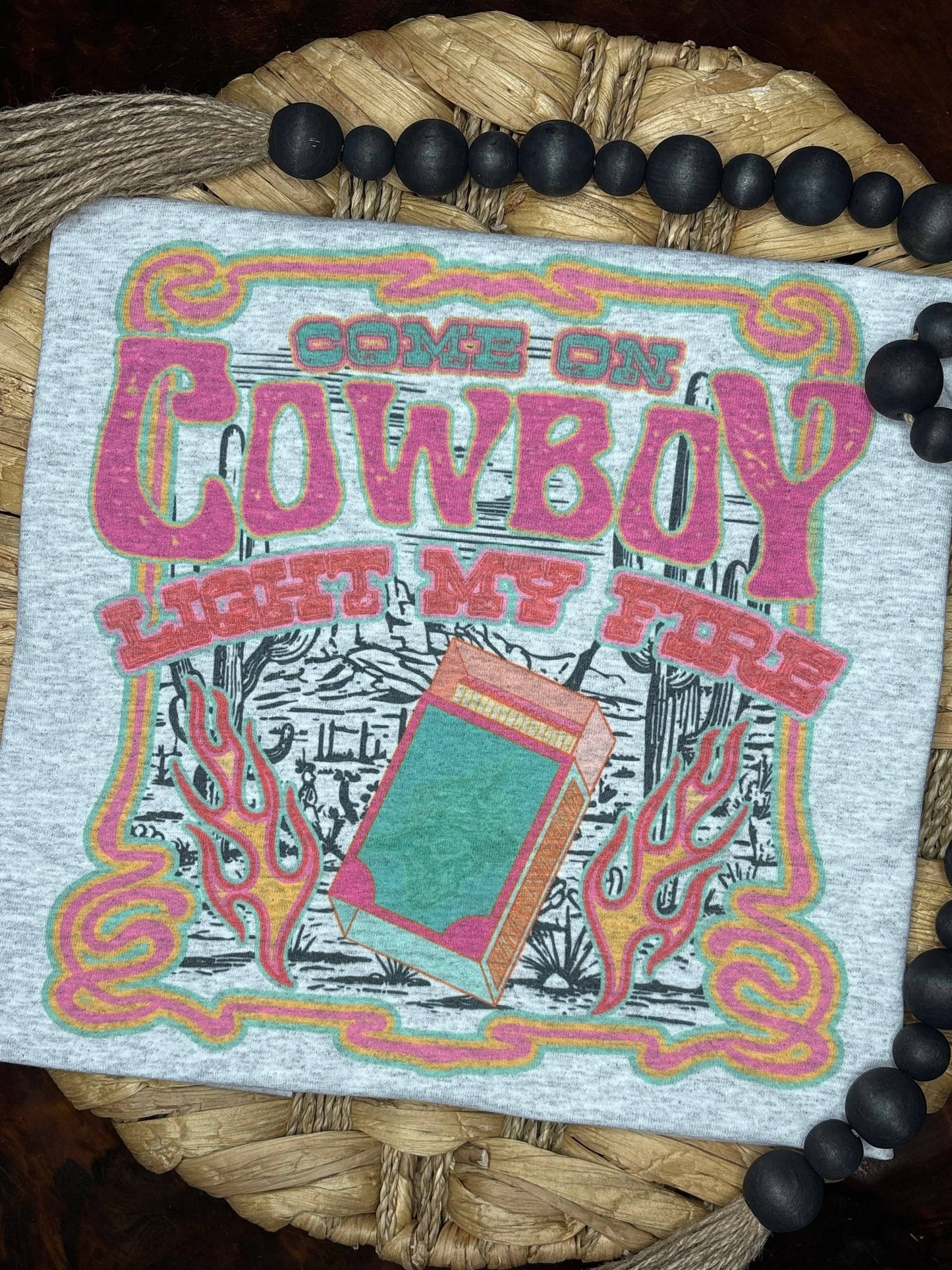 Come On Cowboy Light My Fire SUBLIMATION TEE : Pink Au