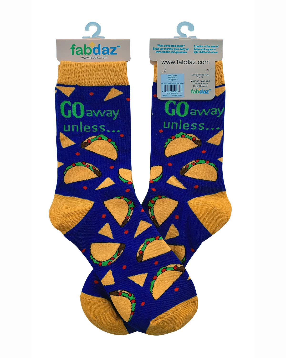 Go Away Unless You Have Tacos Women's Novelty Crew Socks- Fabdaz