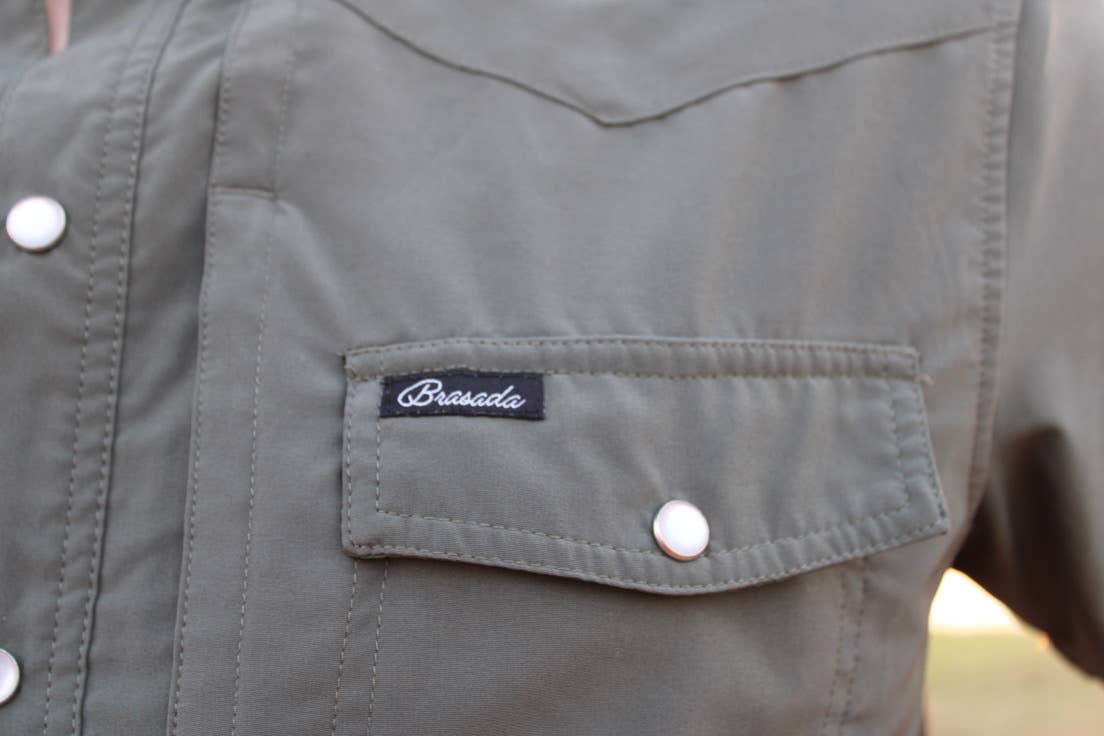 Pearl Snap Shirt: Green / XL