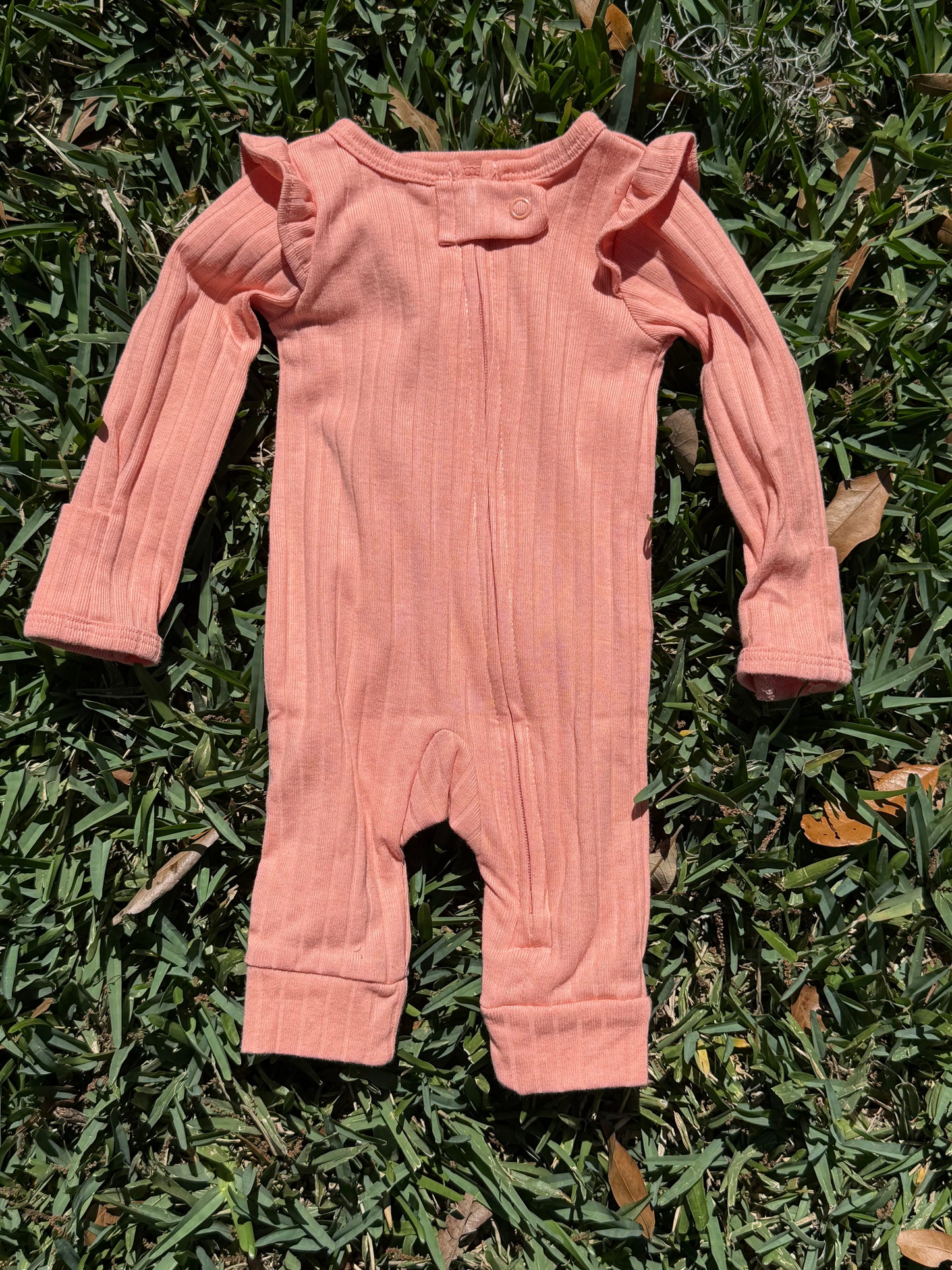 Ruffle sleeve Carters peach sleeper