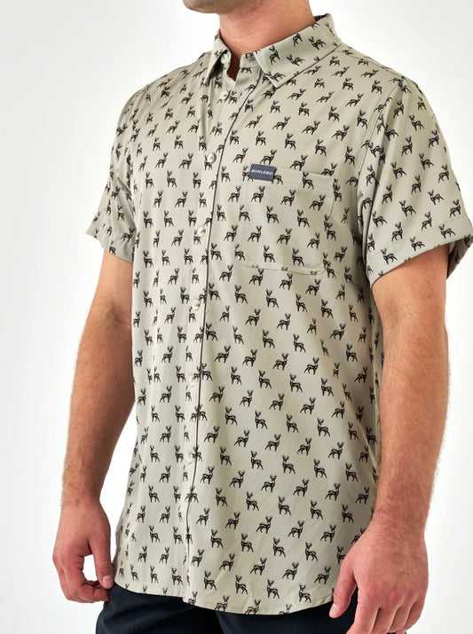 Whitetail Performance Button Up Shirt Green Burlebo