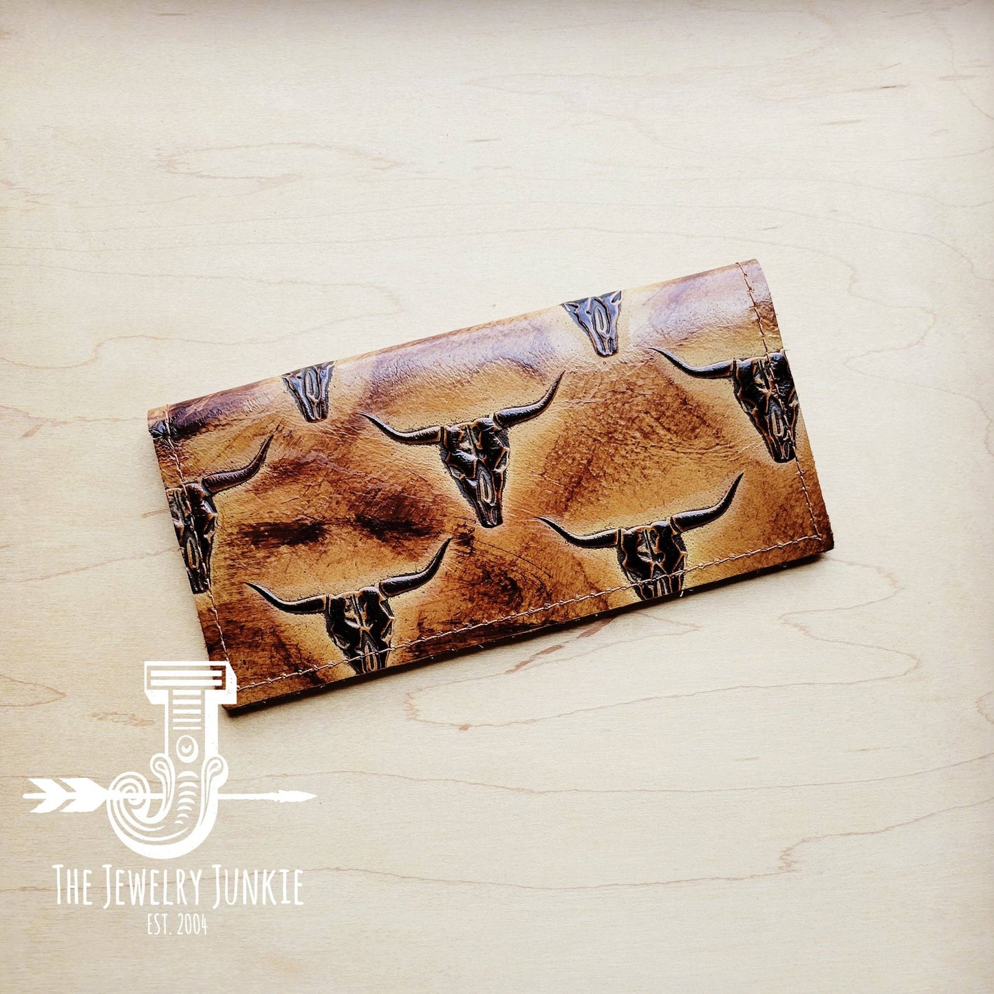 Embossed Leather Checkbook Cover/ Wallet -Multi The Jewelry Junkie