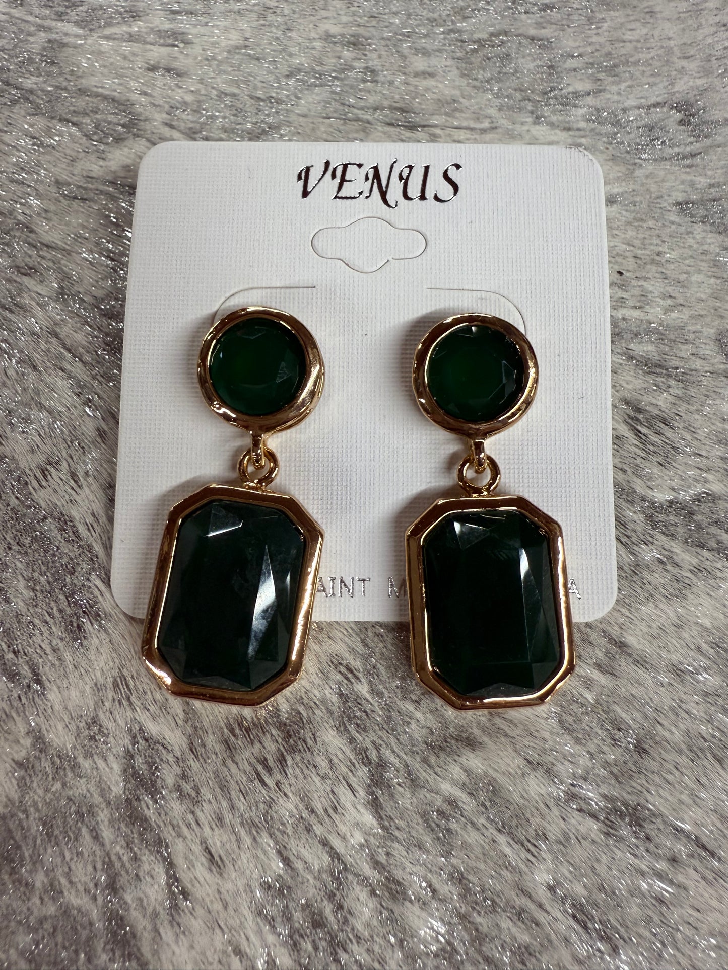 Green and Gold Earrings