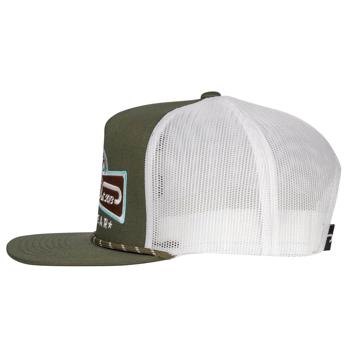 Lazy J Ranchwear Olive & White Diamond Banner Classic Rope Trucker Hat