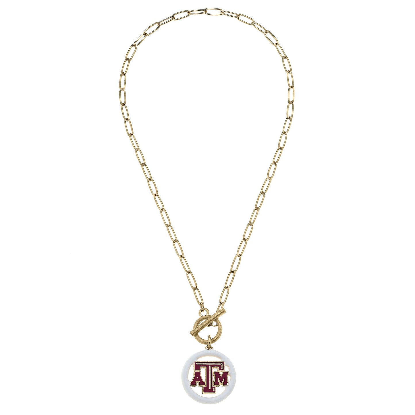 Texas A&M Aggies Logo Enamel T-Bar Necklace Canvas