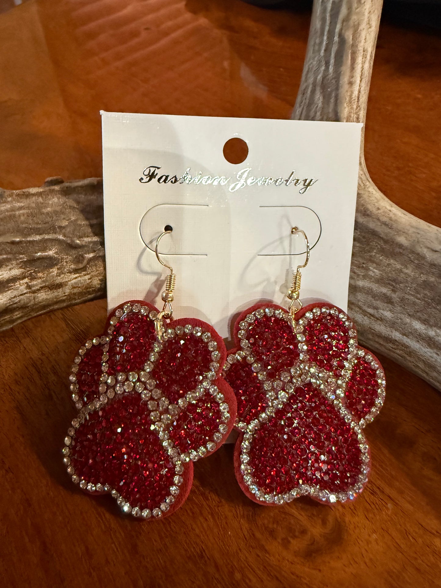 Rhinestone Paw Print Earrings