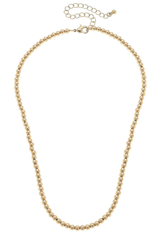 Walker Ball Bead Charm Necklace Base in Shiny Gold Canvas