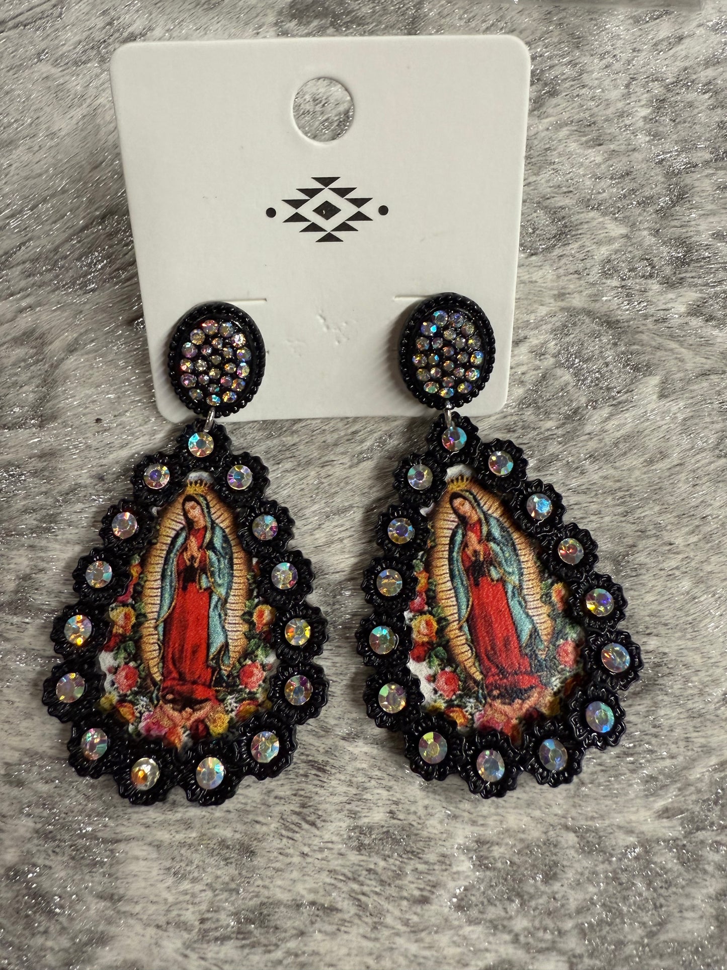 Virgin Mary Blinged Earrings