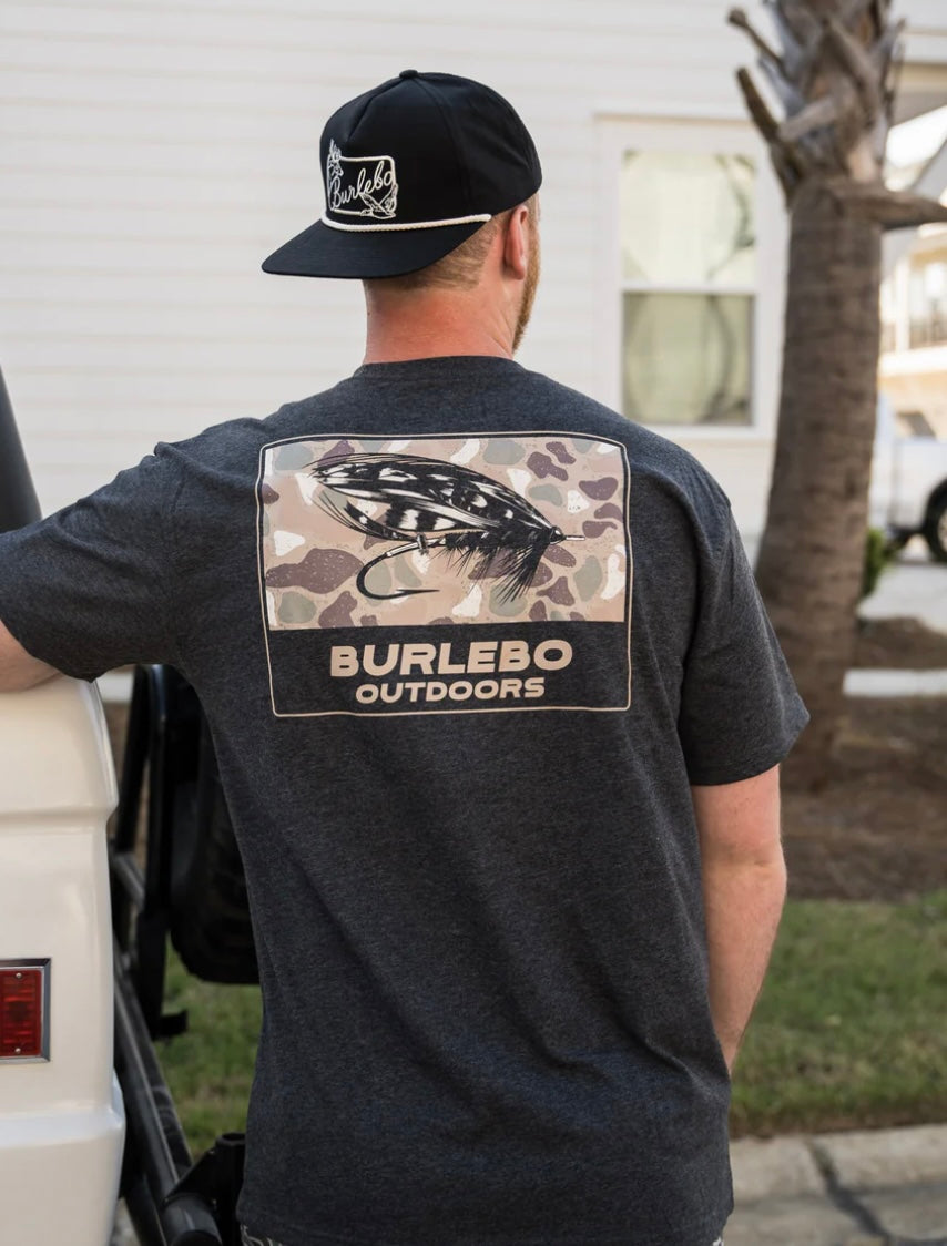Camo Big Fly Short Sleeve T Shirt Heather Black