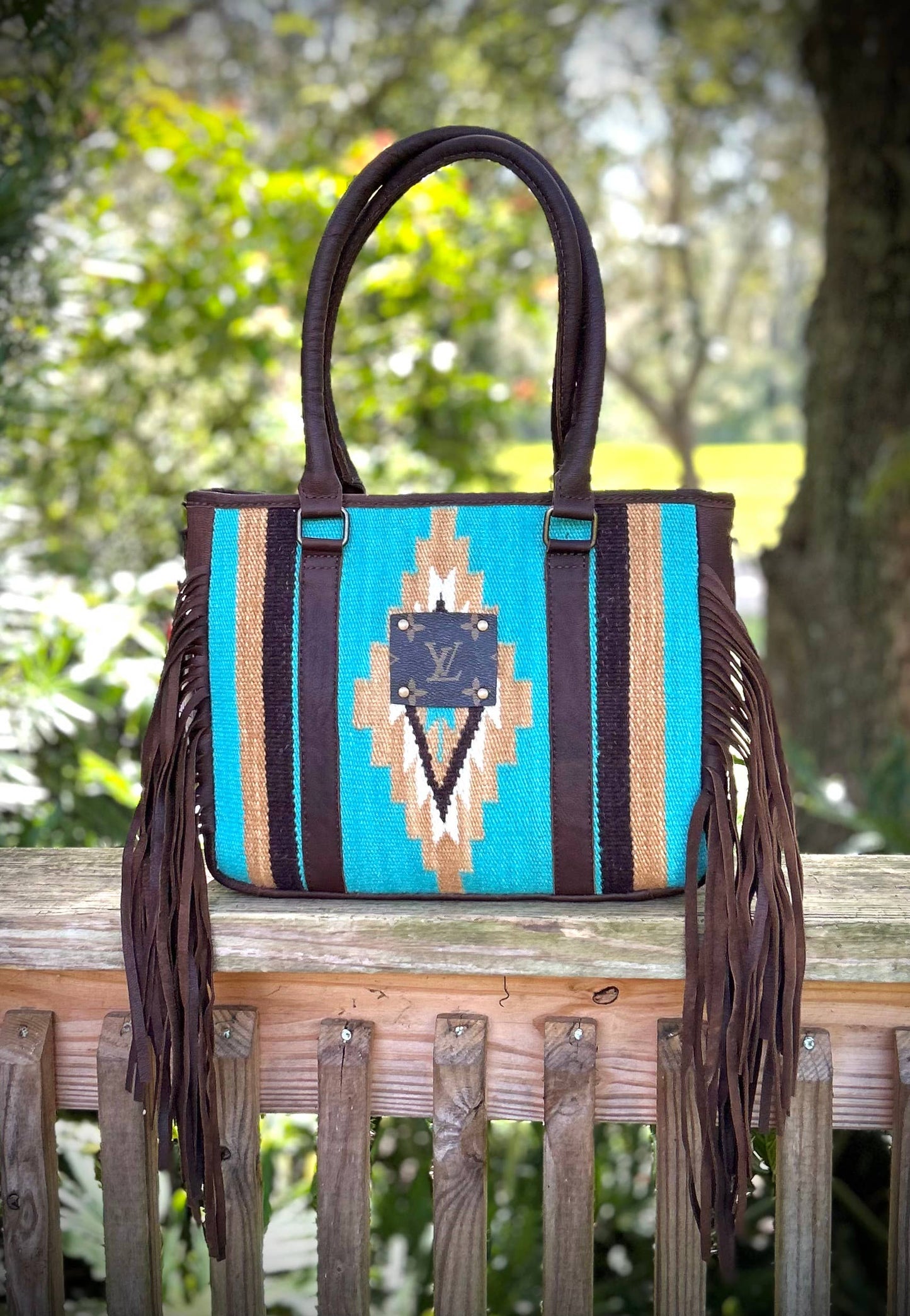 Upcycled LV Leather Crossbody Satchel Bag Western Southern Junkie