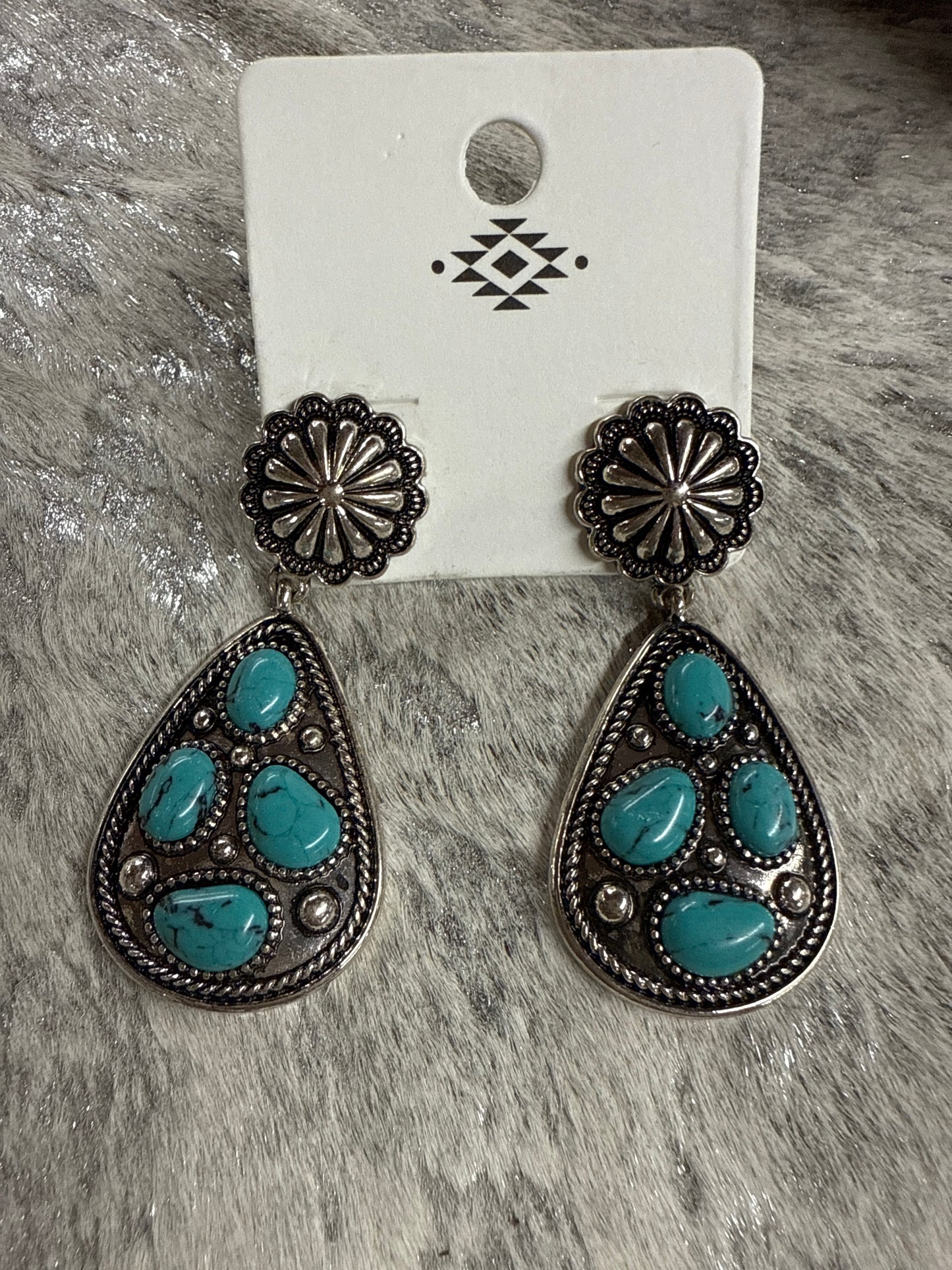 Western Concho Teardrop Earrings
