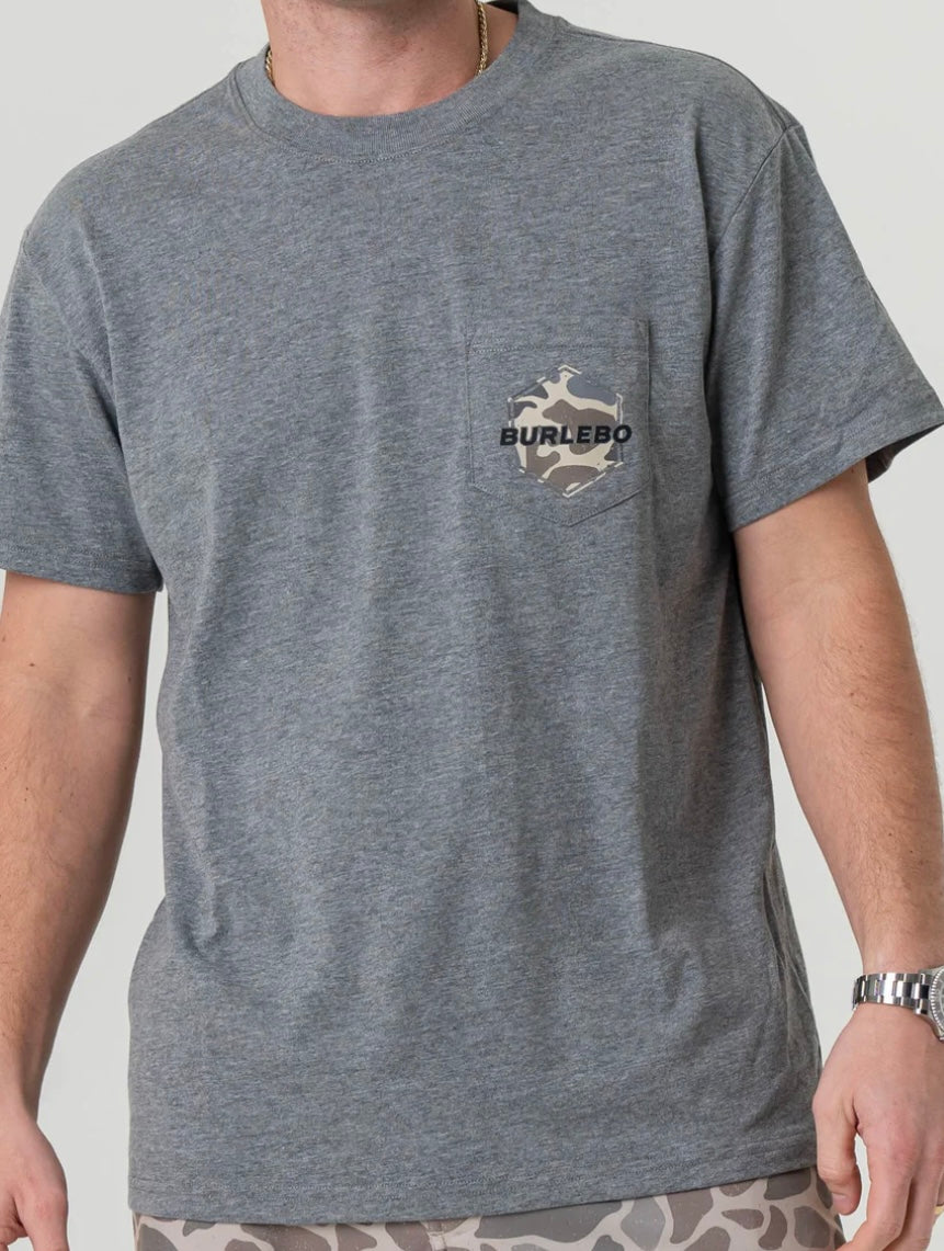 Rad Dad Deer Camo Short Sleeve T Shirt Dark Heather Grey Burlebo