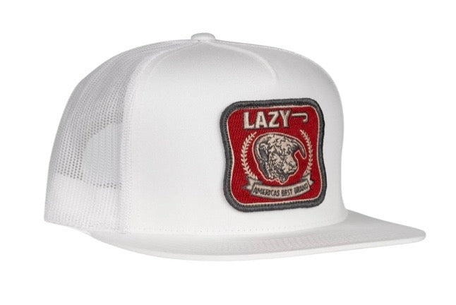 Lazy J RED AMERICA'S BEST BRAND CLASSIC FIVE PANEL TRUCKER HAT