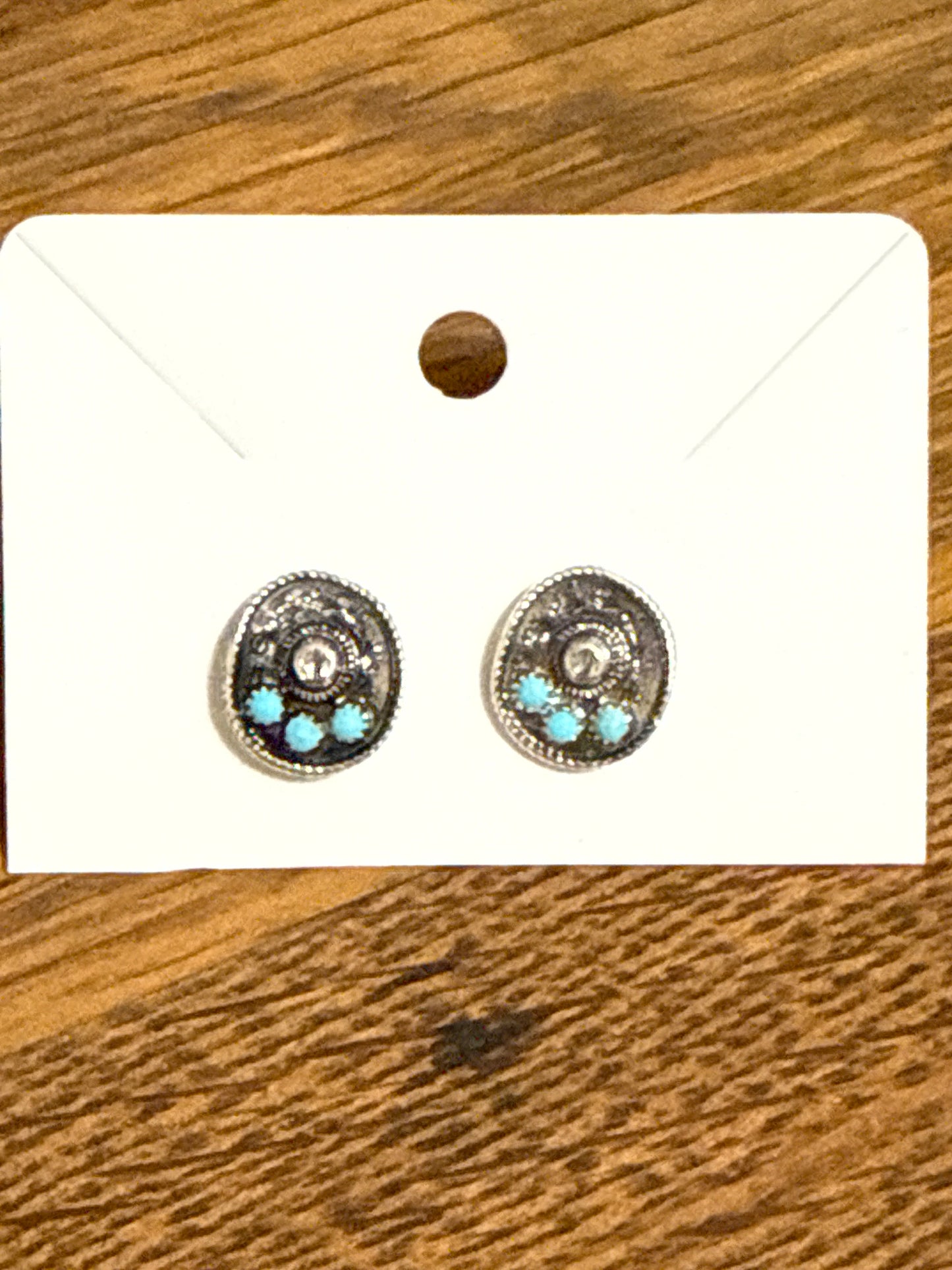 Cowboy Hat Stud Earrings with Turquoise Stones
