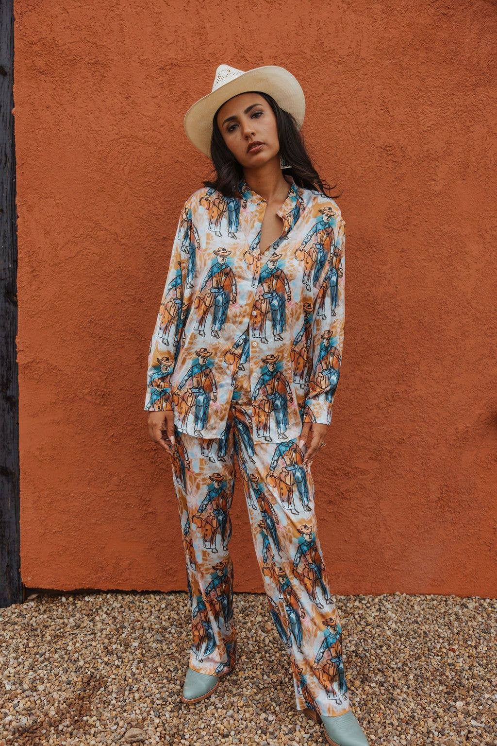 STANDING COWBOY Western Button Up TOP TH