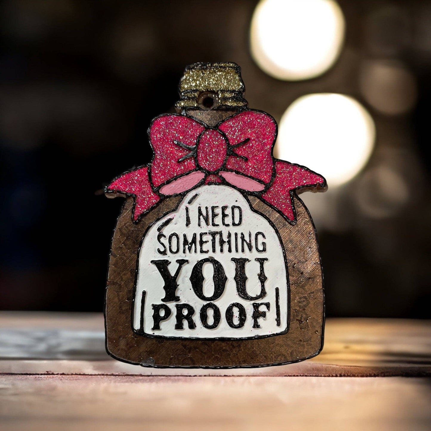You Proof Bottle car freshie Painted Feather