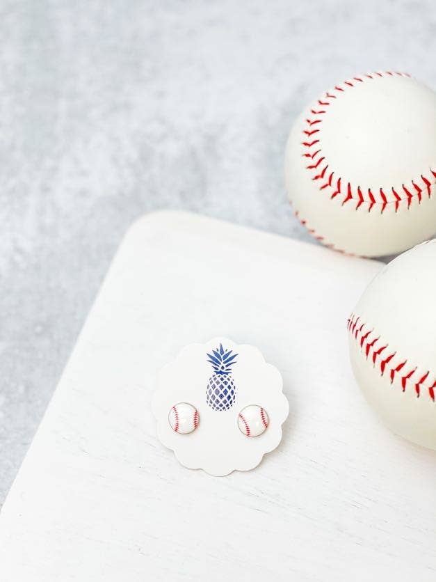 Baseball Enamel Stud Earrings Prep Obsessed