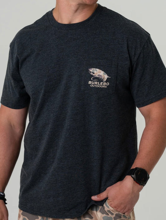 Camo Big Fly Short Sleeve T Shirt Heather Black