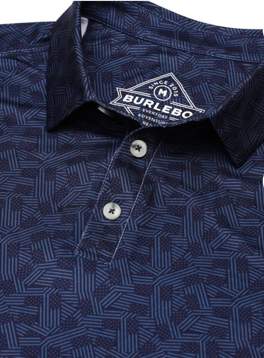 Stars And Stripes Navy Performance Polo Burlebo