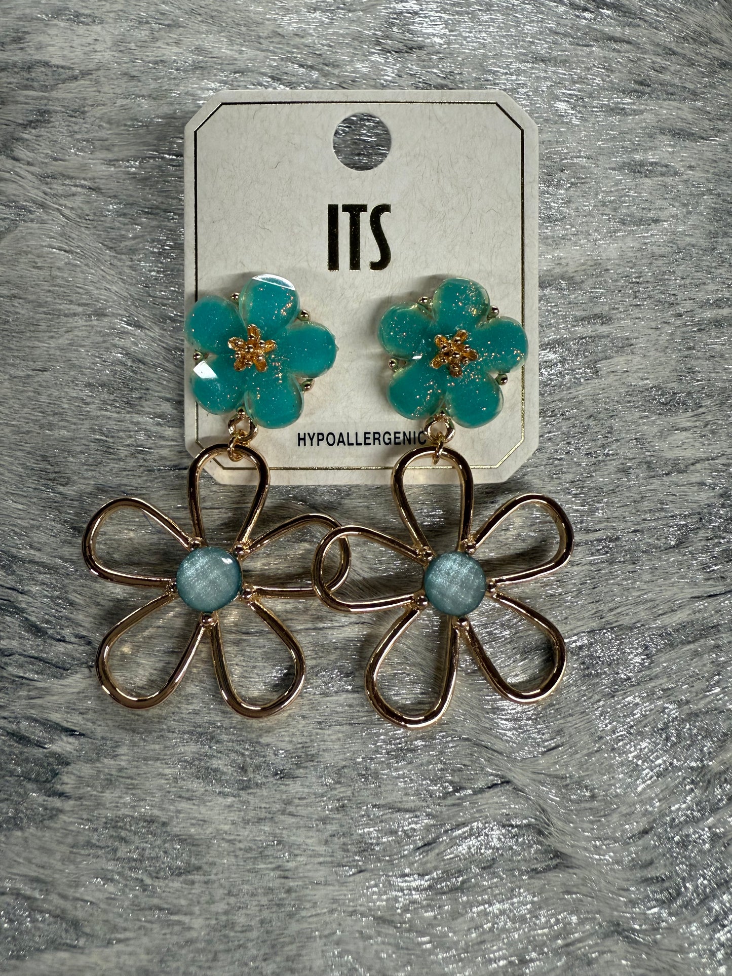 Double Flower Drop Earrings