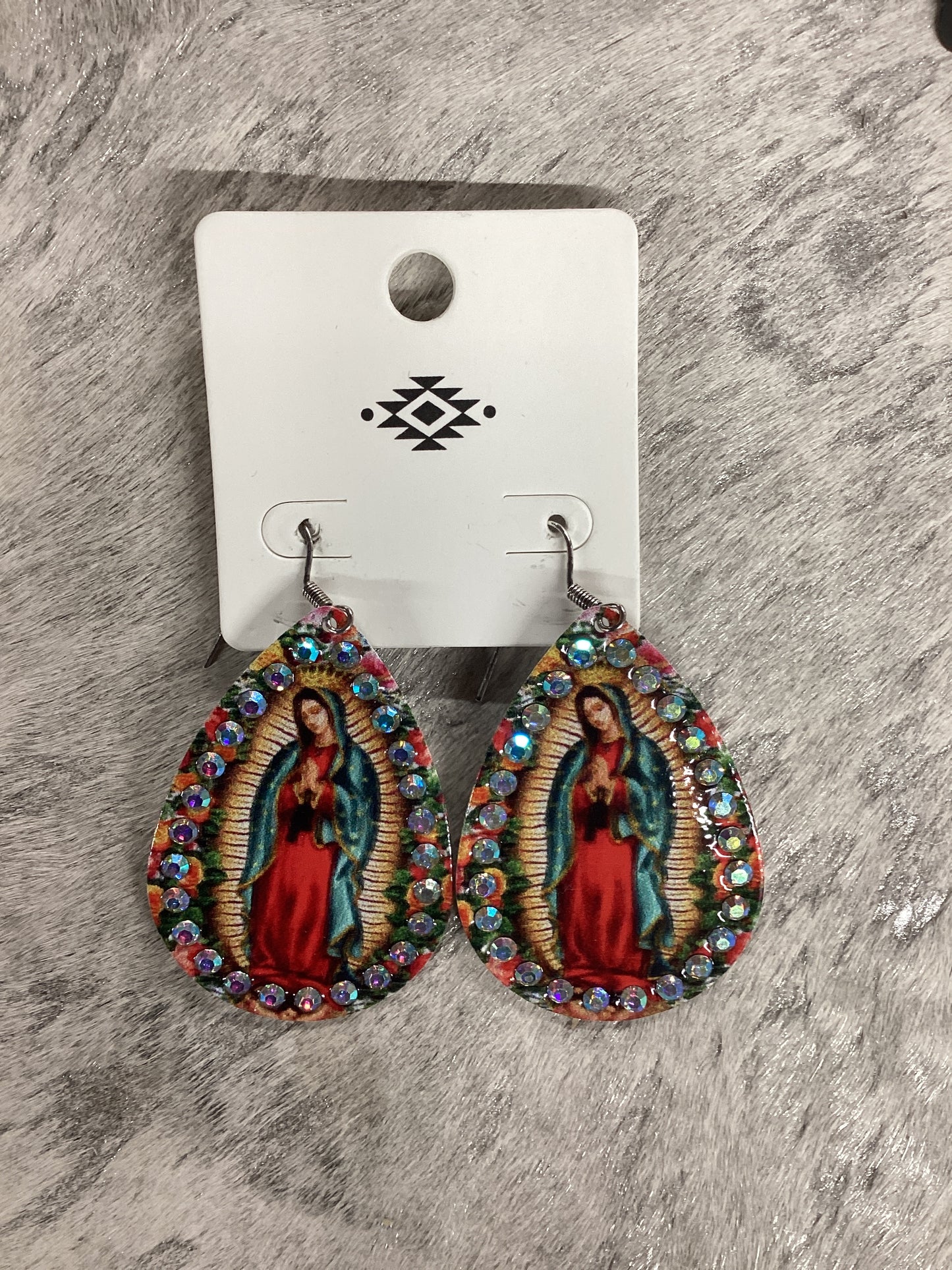 Oval Virgin Mary earrings