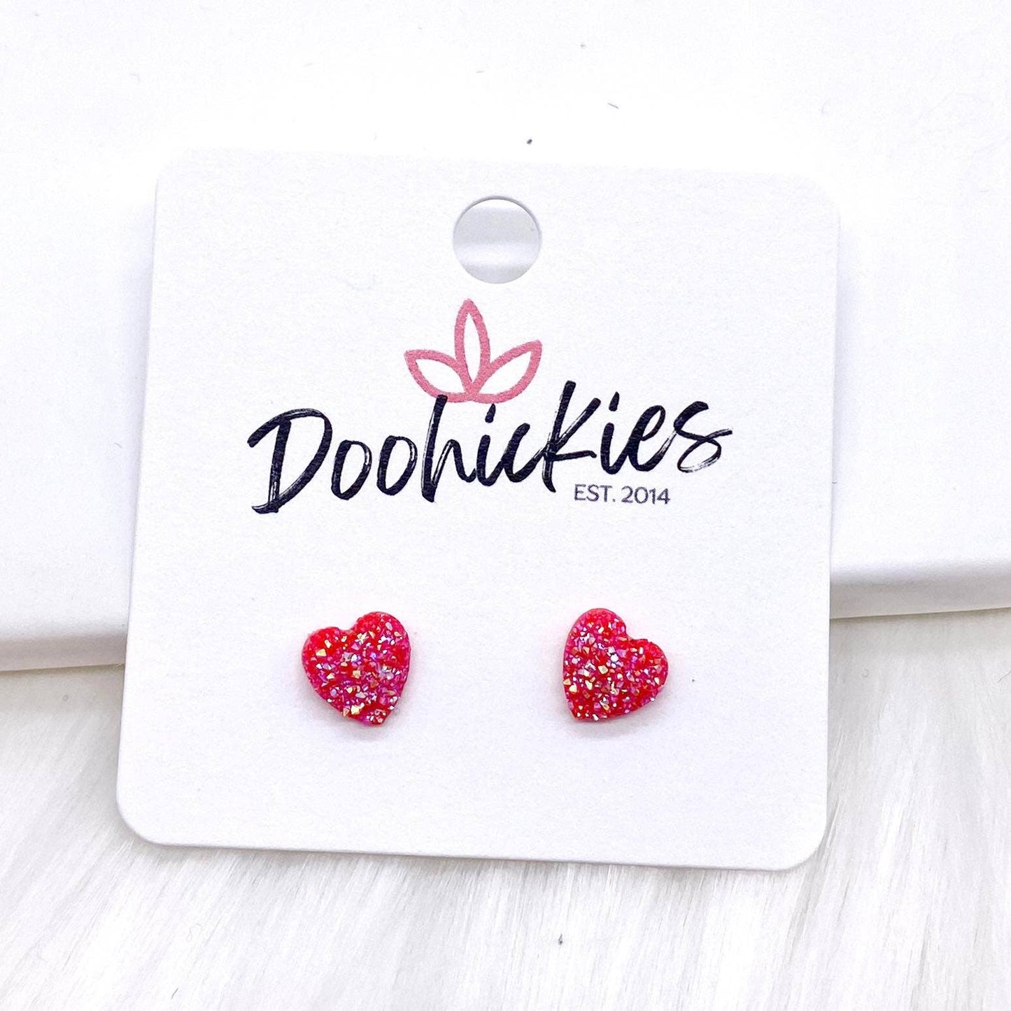 Valentine Sparkle Hearts -Earrings: Purple 8mm Doohickie