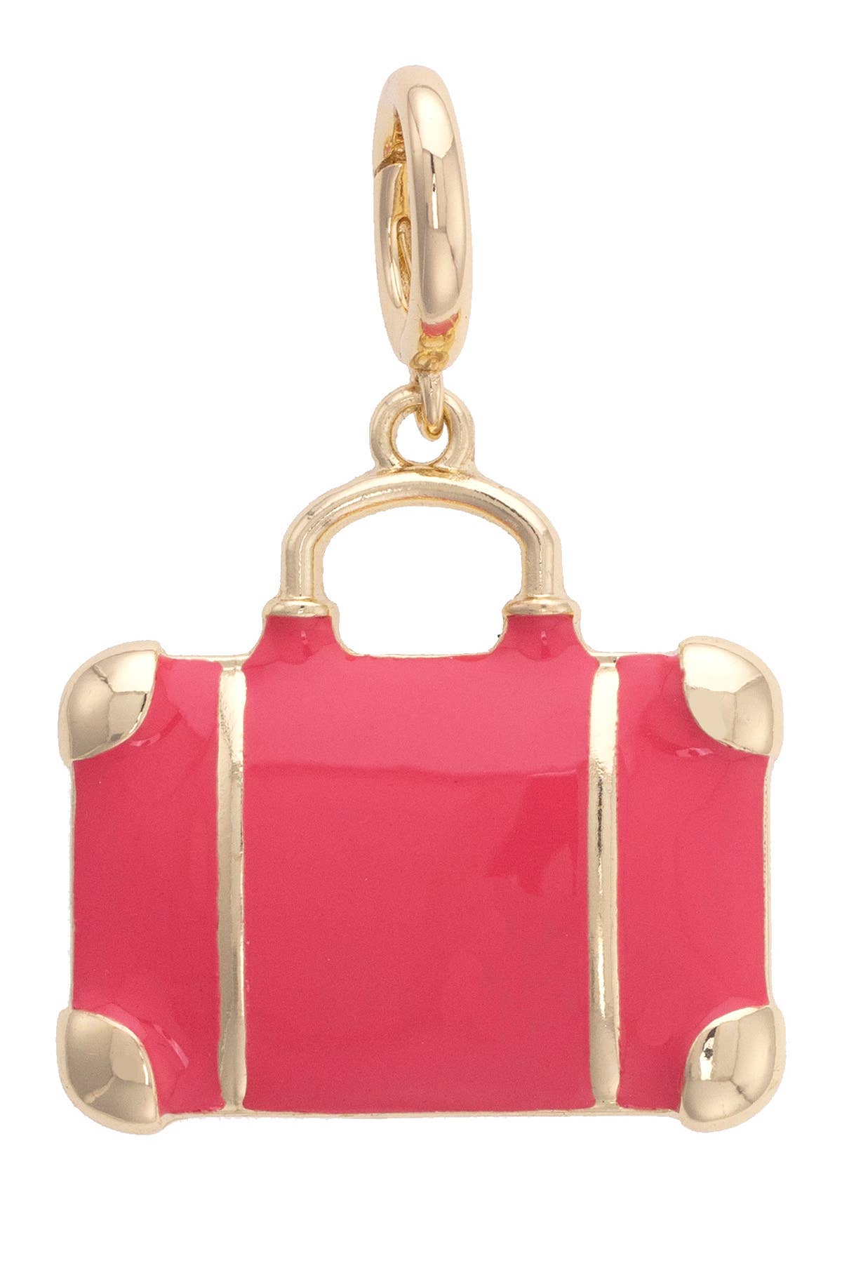 Suitcase Enamel Pendant Charm in Fuchsia
