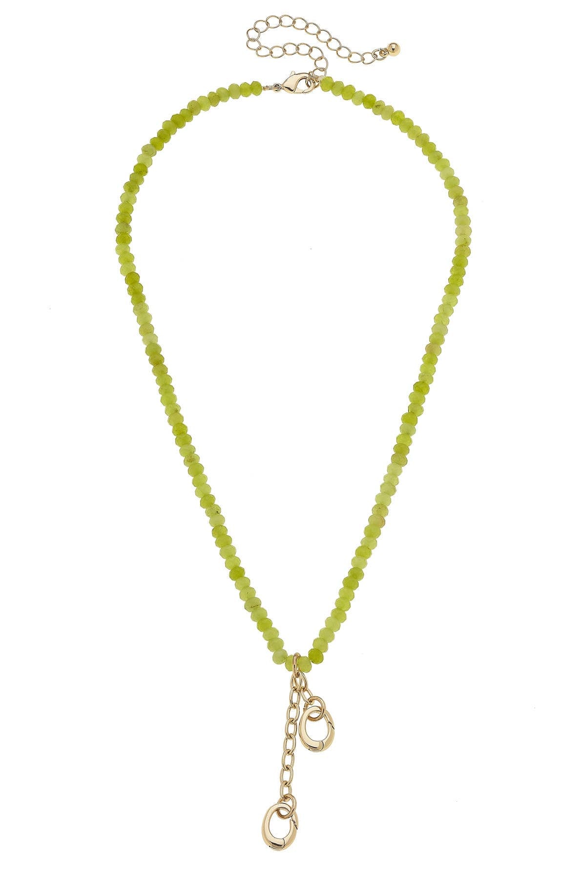 Lucy Gemstone Beaded Multi-Charm Necklace Base: Lime Green Canvas