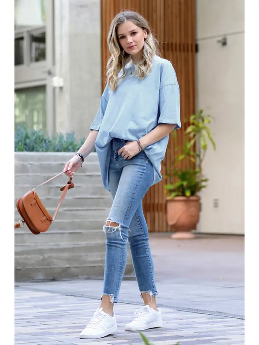 Blue Skies Boyfriend Tee zenana