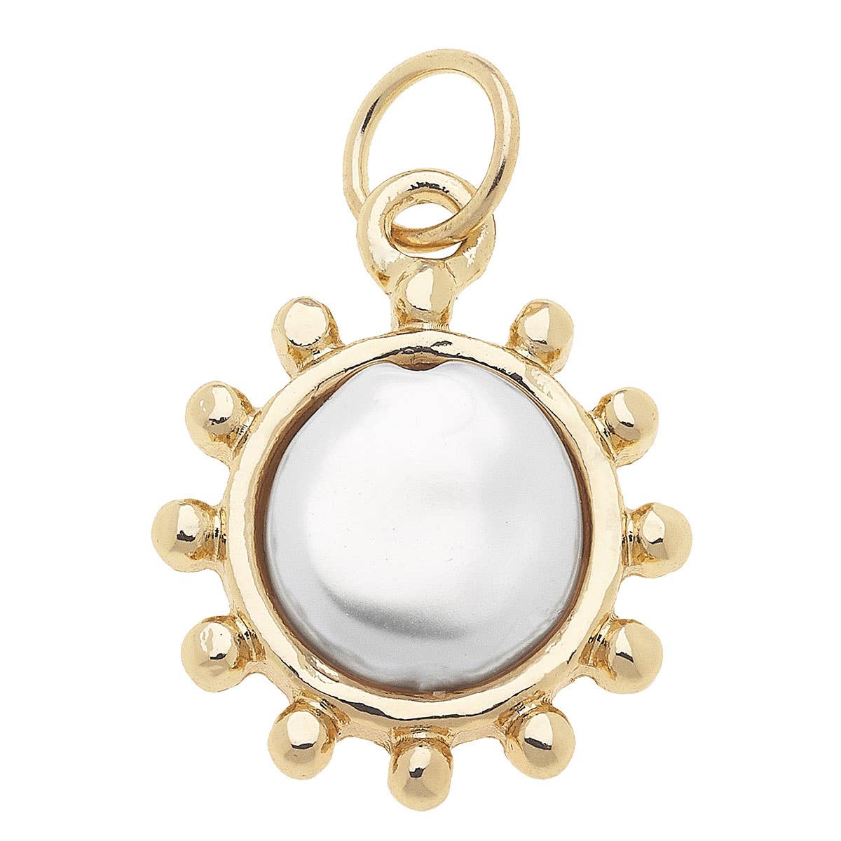 Mother of Pearl Coin Charm in Shiny Gold Canvas