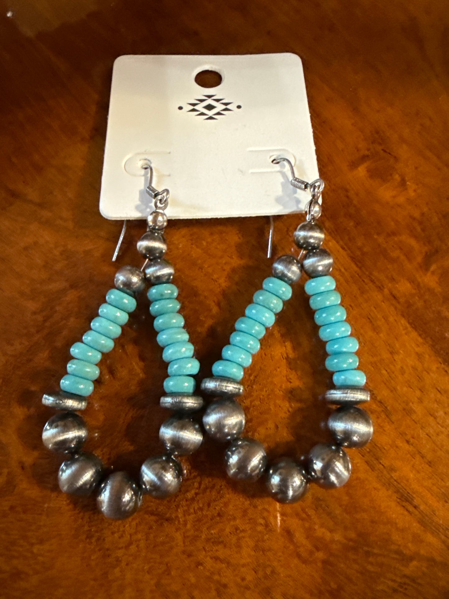 Turquoise and Navajo Pearl Drop Earrings