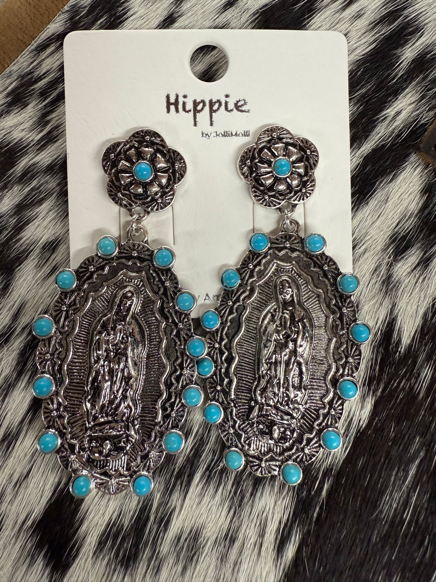 Virgin Mary Dangle Earrings