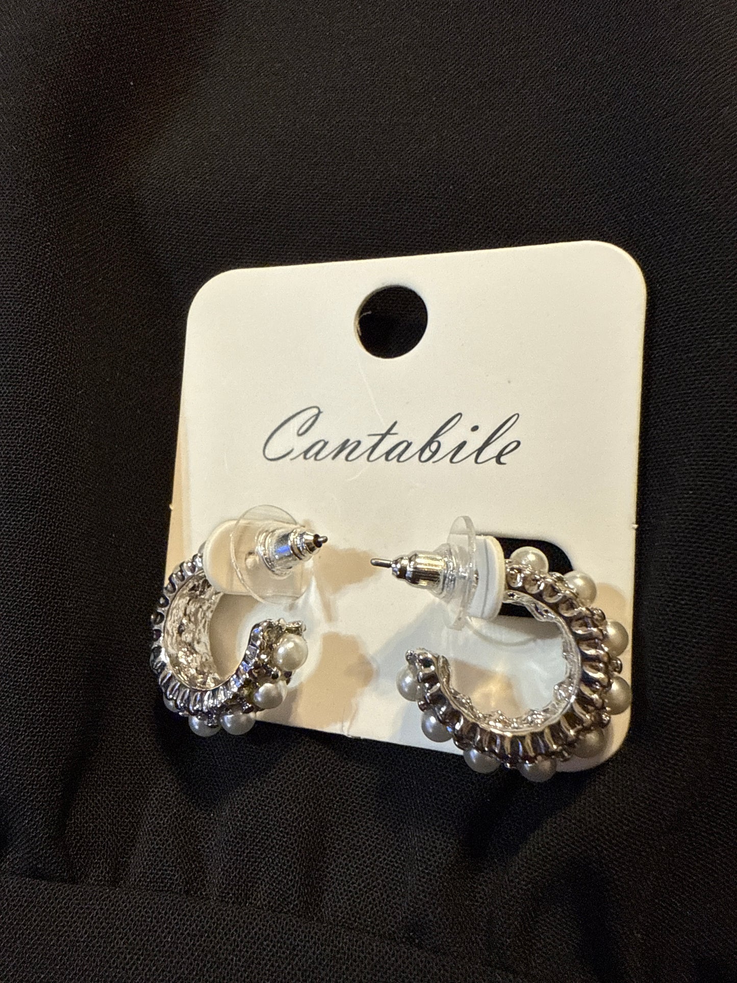 Cantabile Pearl Hoops Gold or Silver E30750RH E30750GD